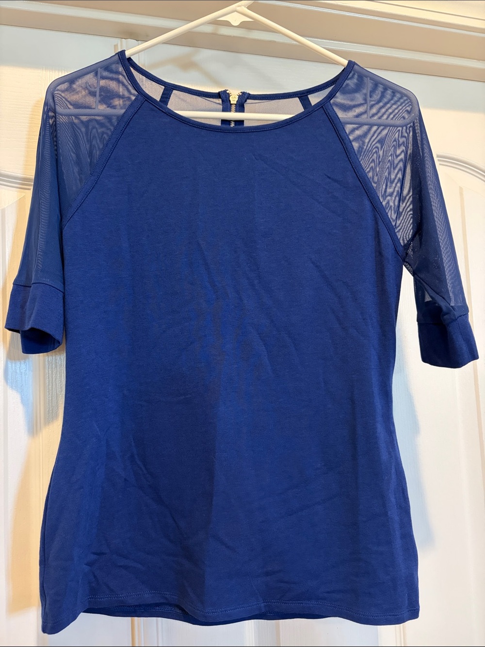 Express Royal Blue Short Sleeve Tee with Mesh Panels